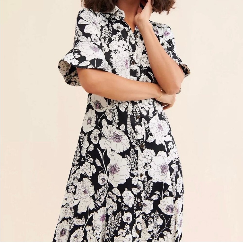 Maude Black and White Floral Dress